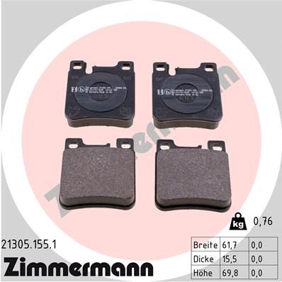 Колодки тормозные дисковые комплект ZIMMERMANN 213051551