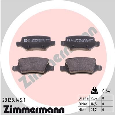 Колодки тормозные дисковые ZIMMERMANN 231381451