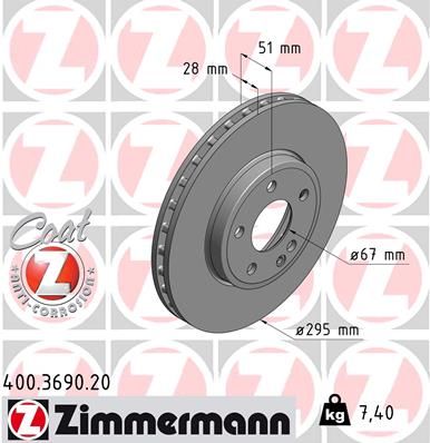 Диск тормозной ZIMMERMANN 400369020