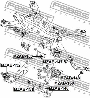 Сайлентблок цапфы задней FEBEST MZAB146