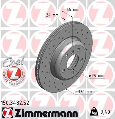 Диск тормозной передний ZIMMERMANN 150348252
