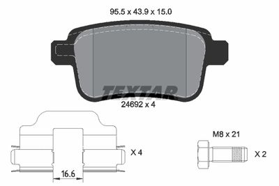 Колодки тормозные задние TEXTAR 2469201