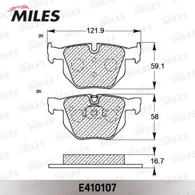 Колодки тормозные задние Miles E410107