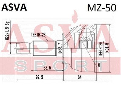 ШРУС наружный ASVA MZ50