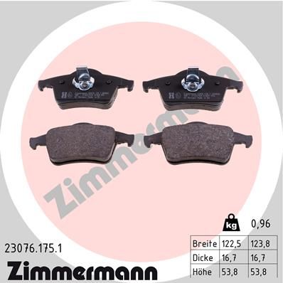 Колодки тормозные дисковые комплект ZIMMERMANN 230761751