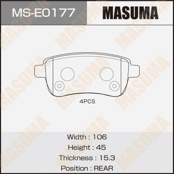 Колодки тормозные дисковые задние Masuma MSE0177