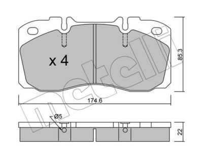 Комплект колодок для дискового тормоза METELLI 2202680