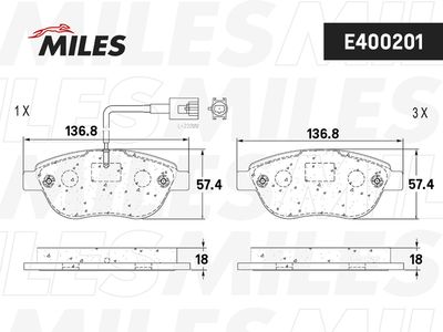 Колодки тормозные передние Miles E400201