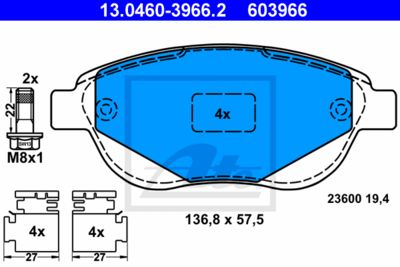 Колодки тормозные дисковые передние ATE 13046039662