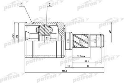 ШРУС внутренний левый PATRON PCV1530