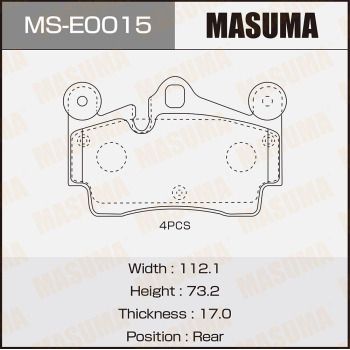 Колодки тормозные задние Masuma MSE0015