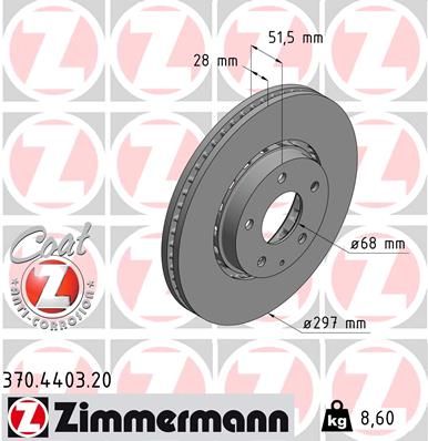 Диск тормозной ZIMMERMANN 370440320