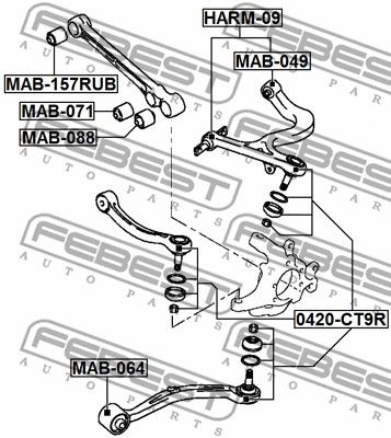 Сайлентблок тяги задней подвески FEBEST MAB157RUB