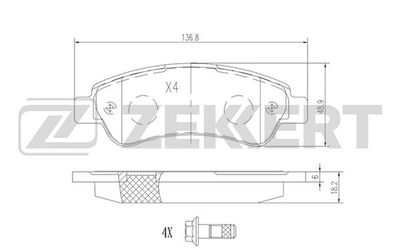 Колодки тормозные дисковые задние Zekkert BS1470