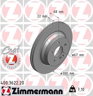 Диск тормозной ZIMMERMANN 400362220