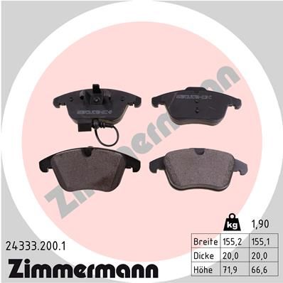 Колодки тормозные дисковые ZIMMERMANN 243332001