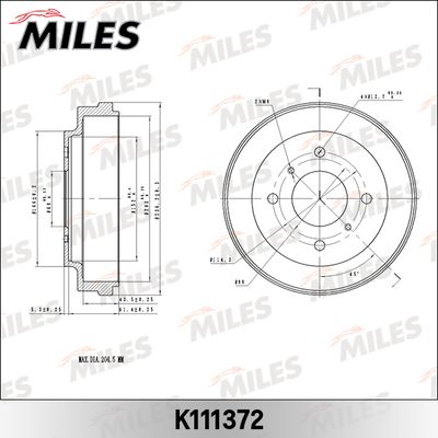Барабан тормозной Miles K111372