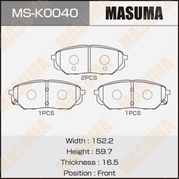 Колодки тормозные дисковые передние Masuma MSK0040