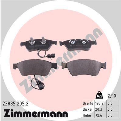 Колодки тормозные передние ZIMMERMANN 238852052