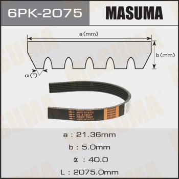 Ремень ручейковый Masuma 6PK2075