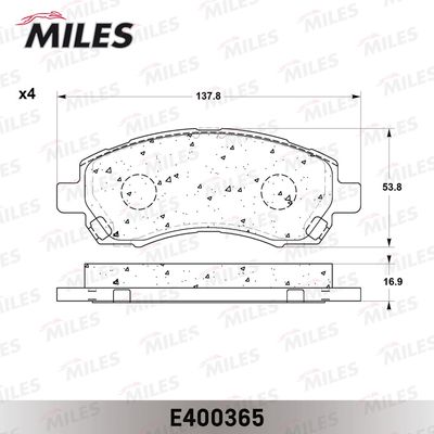 Колодки тормозные передние Miles E400365