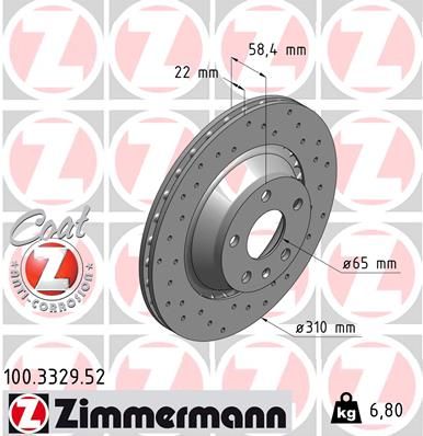 Диск тормозной ZIMMERMANN 100332952