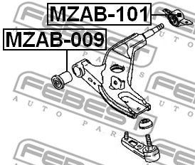 Сайлентблок рычага переднего задний FEBEST MZAB101