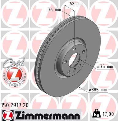 Диск тормозной передний левый ZIMMERMANN 150291720