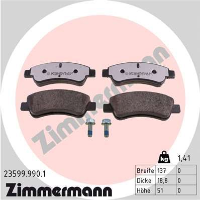 Колодки тормозные дисковые комплект ZIMMERMANN 235999901