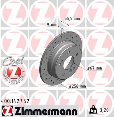 Диск тормозной спортивный ZIMMERMANN 400142752