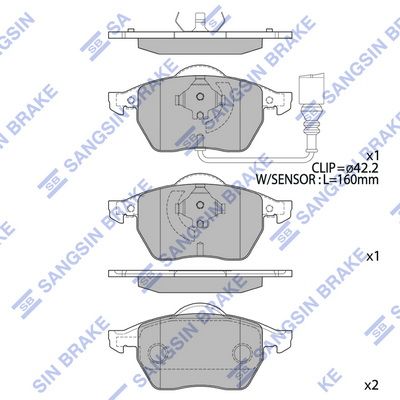 Колодки тормозные передние SANGSIN SP2097