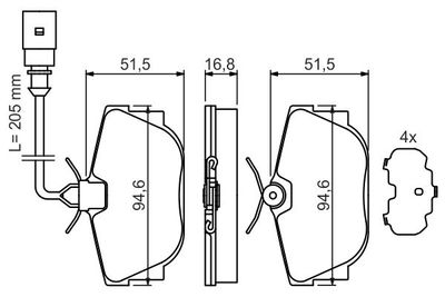 Колодки тормозные задние BOSCH 0986494051