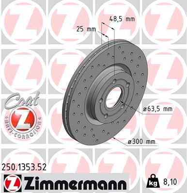 Диск тормозной спортивный ZIMMERMANN 250135352