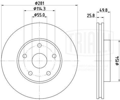 Диск тормозной передний TRIALLI DF270053