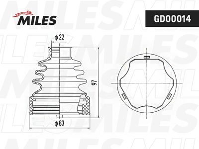 Пыльник ШРУС переднего внутренний Miles GD00014