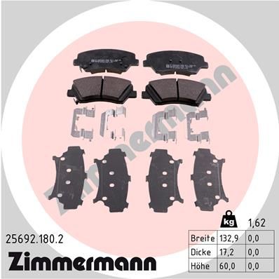 Колодки тормозные дисковые ZIMMERMANN 256921802