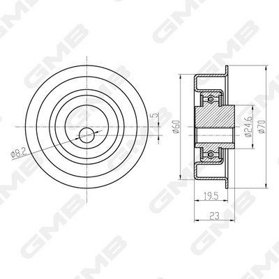 Ролик натяжителя ремня ГРМ GMB GT80480