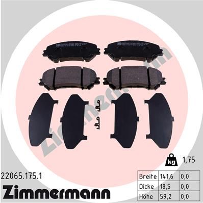 Колодки тормозные передние ZIMMERMANN 220651751