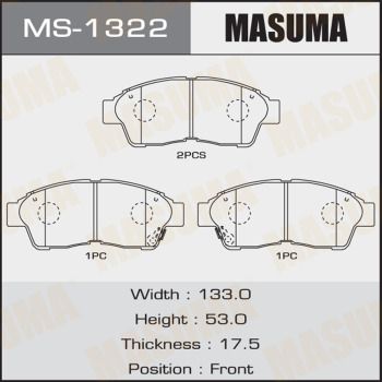 Колодки тормозные передние Masuma MS1322