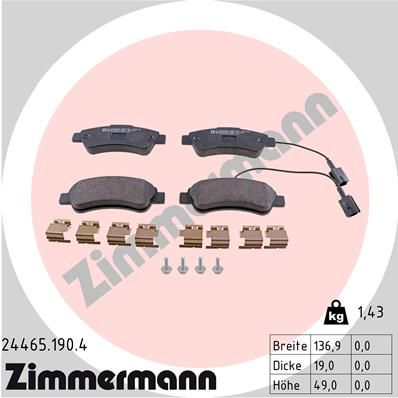 Колодки тормозные дисковые ZIMMERMANN 244651904