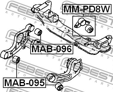 Сайлентблок подушки дифференциала FEBEST MAB095
