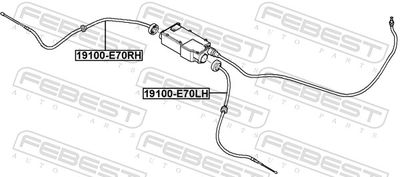 Трос стояночного тормоза правый FEBEST 19100E70RH