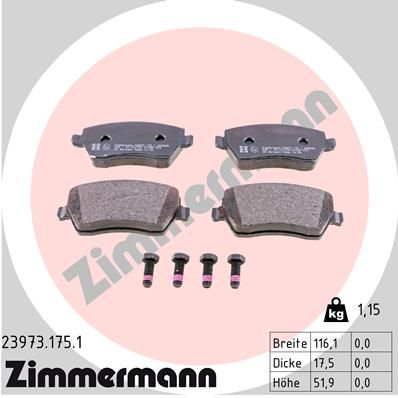 Колодки тормозные дисковые ZIMMERMANN 239731751