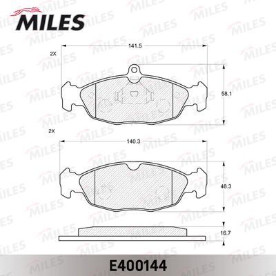 Колодки тормозные передние Miles E400144
