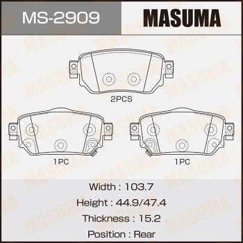 Колодки тормозные задние Masuma MS2909
