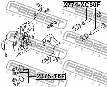 Ремкомплект тормозного суппорта FEBEST 2375T6F