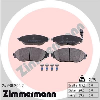 Колодки тормозные дисковые ZIMMERMANN 247382002