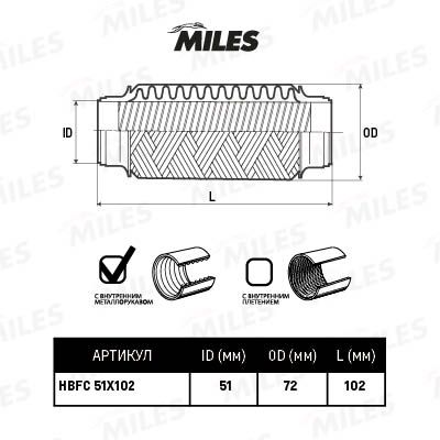 Гофра глушителя Miles HBFC51X102