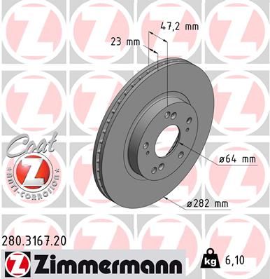 Диск тормозной ZIMMERMANN 280316720