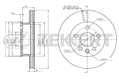 Диск тормозной передний Zekkert BS5092